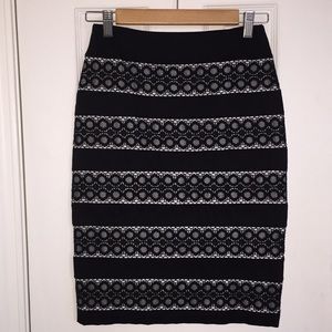 Black and White Skirt with Lace Pattern